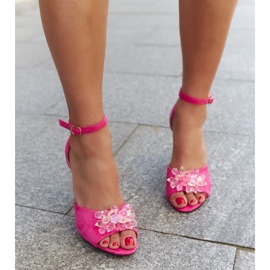 Sandály na vysokém podpatku s ozdobou Rahalia růžový 1