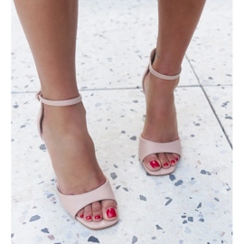 Sandály na vysokém podpatku z eko kůže Askern béžový 1