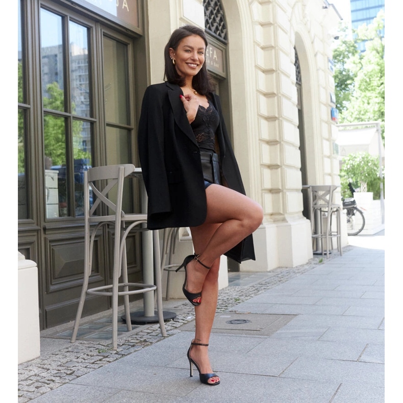 Sandály na vysokém podpatku z eko kůže Askern černá 1