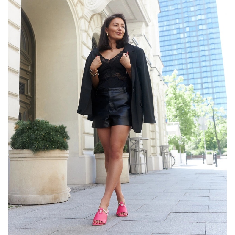 Žabky s koženou vložkou Antari růžový 1