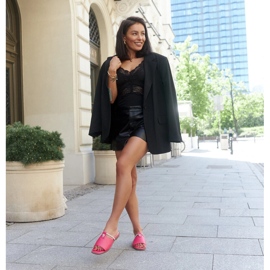 Žabky s koženou vložkou Antari růžový 2