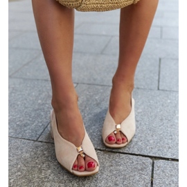 Blokové sandály s koženou stélkou Shamoun béžový 1