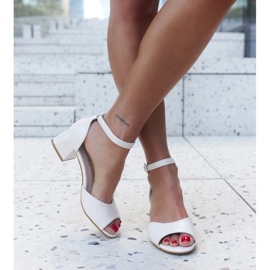 Sandály na vysokém podpatku s koženou vložkou Sirin béžový 1