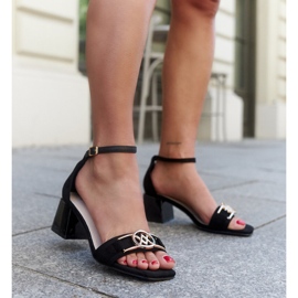 Sandály na vysokém podpatku s koženou stélkou Ameena černá 1