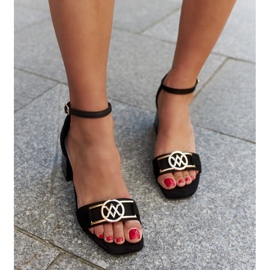 Sandály na vysokém podpatku s koženou stélkou Ameena černá 2