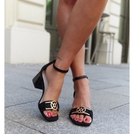 Sandály na vysokém podpatku s koženou stélkou Ameena černá 3