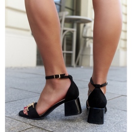 Sandály na vysokém podpatku s koženou stélkou Ameena černá 4