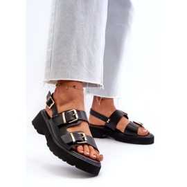 Dámské sandály s přezkami Eko kůže černá Konanttia 3