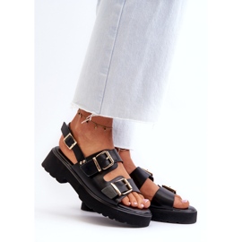 Dámské sandály s přezkami Eko kůže černá Konanttia 2