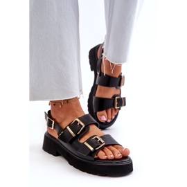 Dámské sandály s přezkami Eko kůže černá Konanttia 4