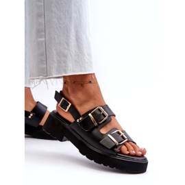Dámské sandály s přezkami Eko kůže černá Konanttia 5