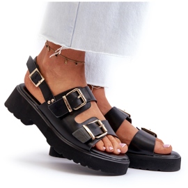 Dámské sandály s přezkami Eko kůže černá Konanttia 9