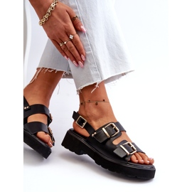 Dámské sandály s přezkami Eko kůže černá Konanttia 7