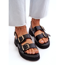 Dámské sandály s přezkami Eko kůže černá Konanttia 6