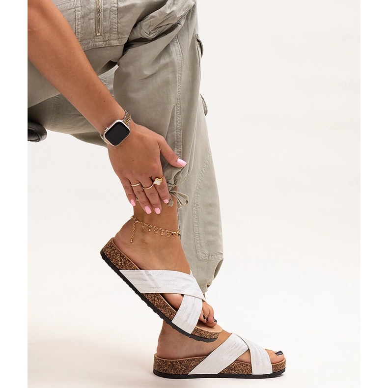 Pantofle s korkovou podrážkou Ribera lesk bílý 1 Pantofle s korkovou podrážkou Ribera lesk bílý 1