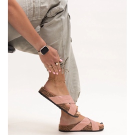 Pantofle s korkovou podrážkou Ribera lesk růžový 1