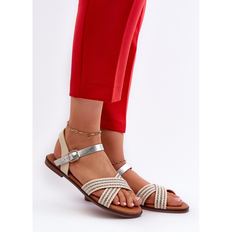 S.Barski MY923 dámské ploché sandály, béžová béžový 2