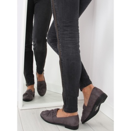 Dámské mokasíny s šedou šedou mašlí šedá 2 Dámské mokasíny s šedou šedou mašlí šedá 2