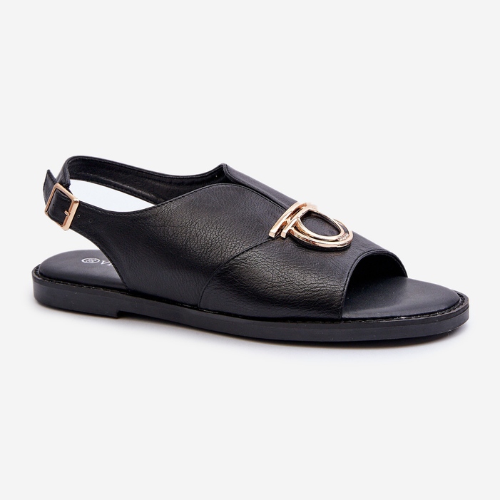 Dámské ploché sandály se zlatým zdobením Vinceza 17319 Black černá 1