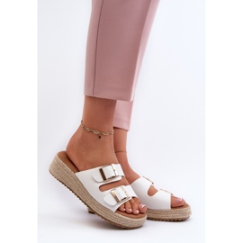 Dámské žabky se zapletenou eko kůží, bílá Zaloemi bílý 2