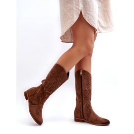 Vinceza Prolamované boty do půli lýtek Hnědá Kleorelia hnědý 4