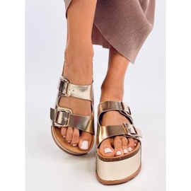 Korkové žabky na platformě Galzai Gold zlatý 1