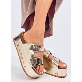 Korkové žabky na platformě Galzai Gold zlatý 2