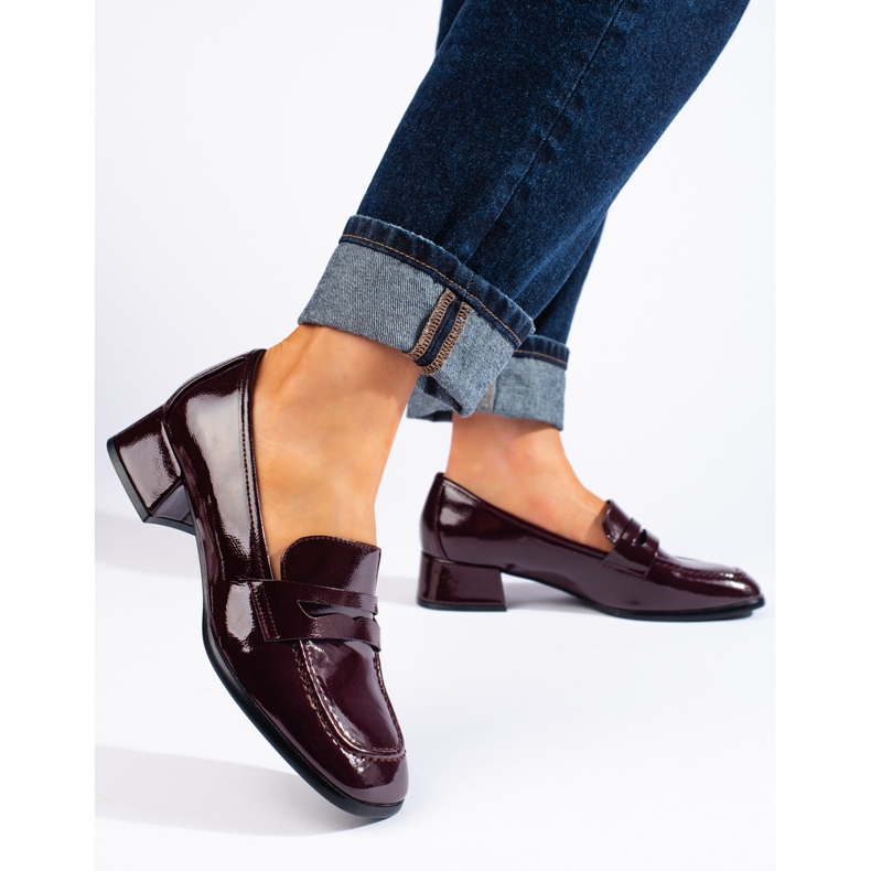 Vínové lakované mokasíny Sergio Leone červené 1