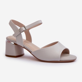 Dámské sandály na nízkém podpatku z eko kůže Sergio Leone SK876 šedá 1