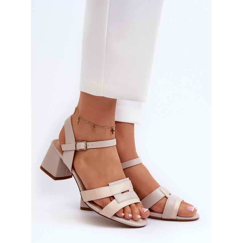 Dámské sandály na vysokém podpatku vyrobené z eko kůže Sergio Leone SK894 béžová béžový 2