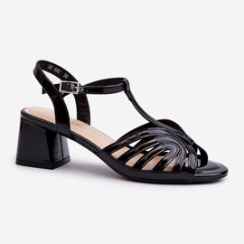 Patentované dámské sandály na vysokém podpatku Sergio Leone SK880 Black černá 1