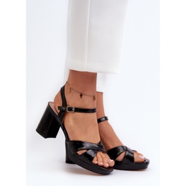 Dámské sandály na vysokém podpatku Eco Leather Black Jatine černý 2