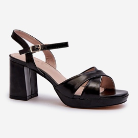 Dámské sandály na vysokém podpatku Eco Leather Black Jatine černý 1