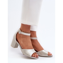 Vinceza 20100 stříbrné kožené sandály na vysokém podpatku stříbrný 2