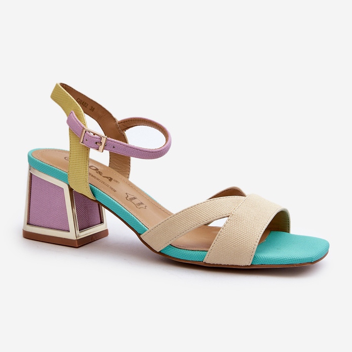 S.Barski Pastelové dámské sandály na vysokém podpatku D&amp;A CR482 béžová béžový 1