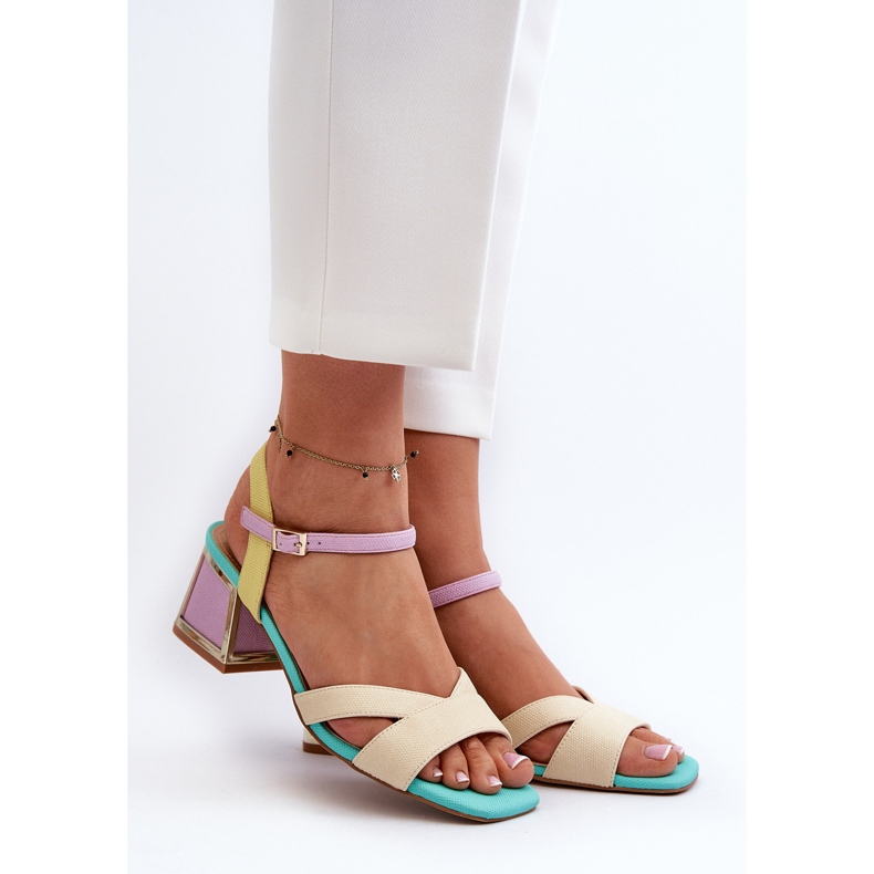 S.Barski Pastelové dámské sandály na vysokém podpatku D&amp;A CR482 béžová béžový 2