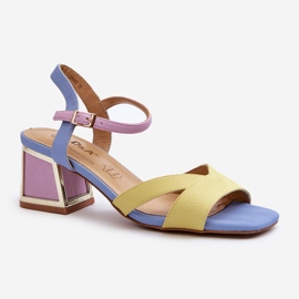 S.Barski Pastelové dámské sandály na vysokém podpatku D&amp;A CR482 žlutá 1