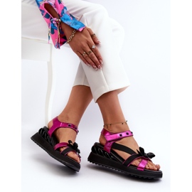 S.Barski Dámské sandály s mašlí D&amp;A CR956 Fuchsia růžový 8
