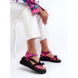 S.Barski Dámské sandály s mašlí D&amp;A CR956 Fuchsia růžový 7