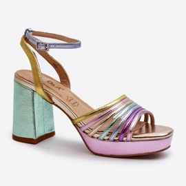 S.Barski Dámské sandály na vysokém podpatku D&amp;A CR920 Multicolor fialový 1