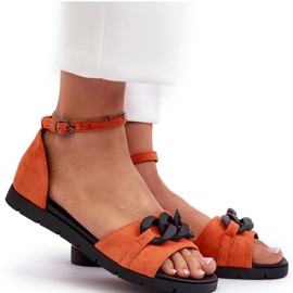 Dámské ploché sandály s řetízkem Vinceza 17320 oranžová oranžový 8