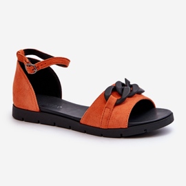Dámské ploché sandály s řetízkem Vinceza 17320 oranžová oranžový 1