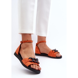 Dámské ploché sandály s řetízkem Vinceza 17320 oranžová oranžový 3