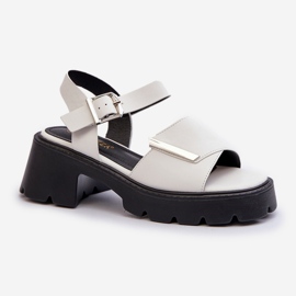 Dámské sandály z eko kůže s vysokými podpatky a platformou Vinceza 36257 White bílý 1