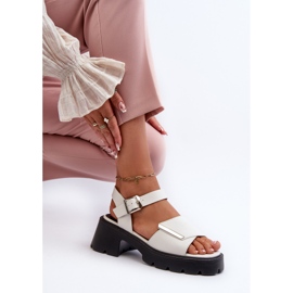 Dámské sandály z eko kůže s vysokými podpatky a platformou Vinceza 36257 White bílý 6