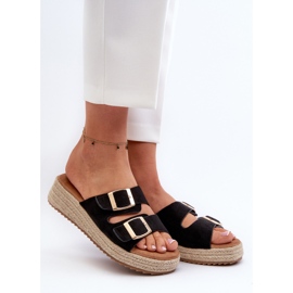 Dámské žabky se zapleteným eko ​​semišovým černým Zaloemi černá 2