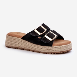 Dámské žabky se zapleteným eko ​​semišovým černým Zaloemi černá 1