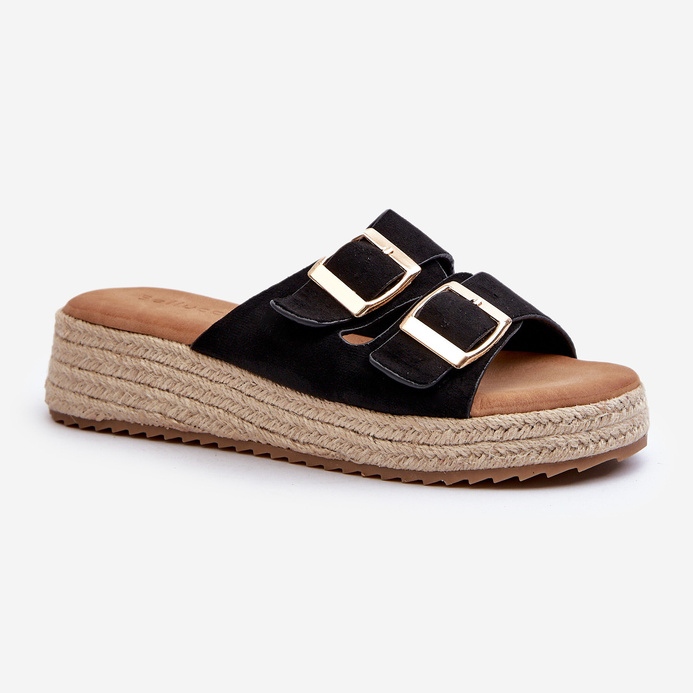 Dámské žabky se zapleteným eko ​​semišovým černým Zaloemi černá 1