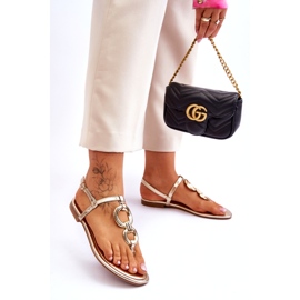 Ploché asolované japonské sandály zlaté zlaté zlatý 2