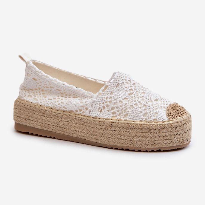 Dámské krajkové espadrilky na platformě bílá elarosová bílý 1 Dámské krajkové espadrilky na platformě bílá elarosová bílý 1